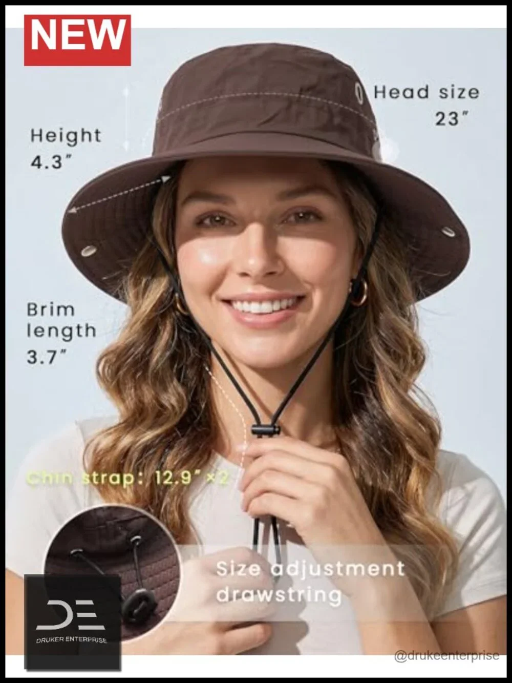 Women's Sun Hat Wide Brim Quick-Dry Waterproof Foldable with Chin Strap